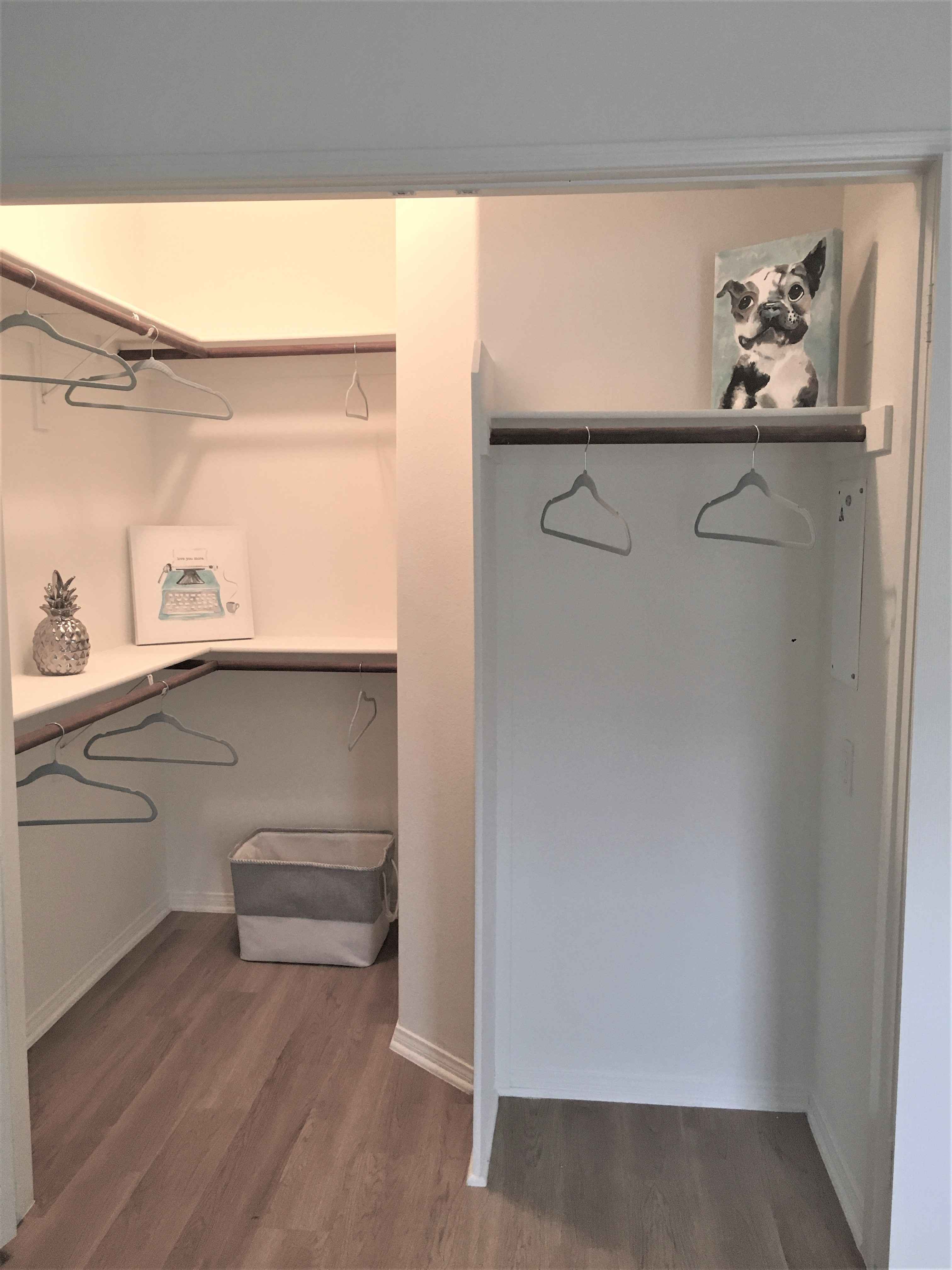 walk in closet with built in shelving at Via Ventura
