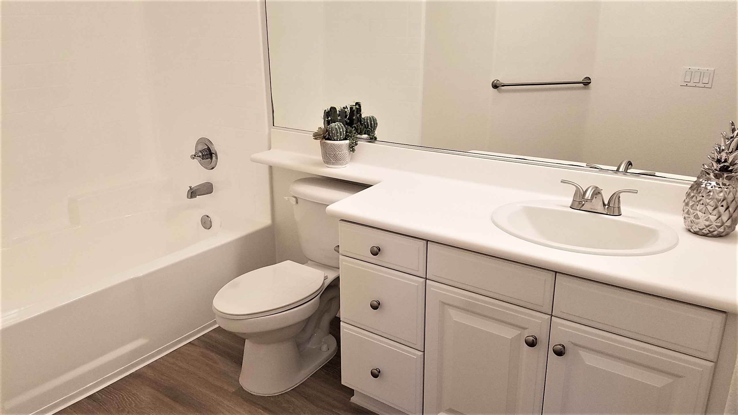 renovated bathroom with spacious countertop at Via Ventura